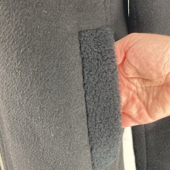 Ann Taylor LOFT Womens Black Wool Moto Zip Front Winter Coat Size Small - Picture 8 of 14